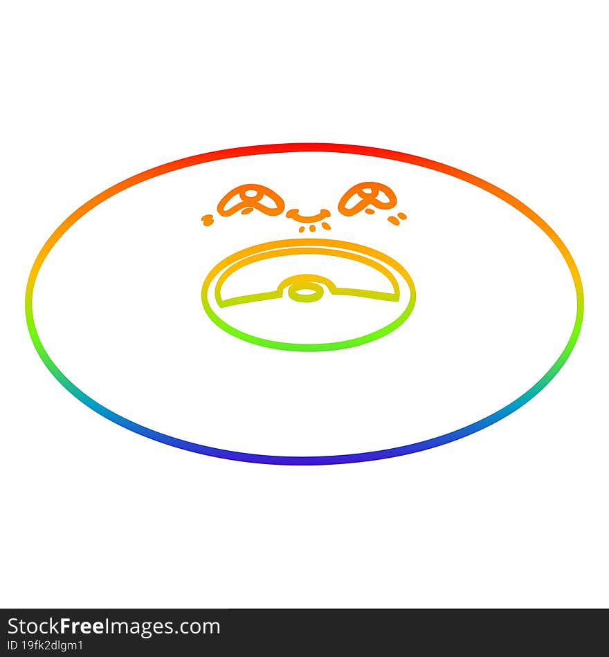 Rainbow Gradient Line Drawing Cartoon Old Vinyl Record