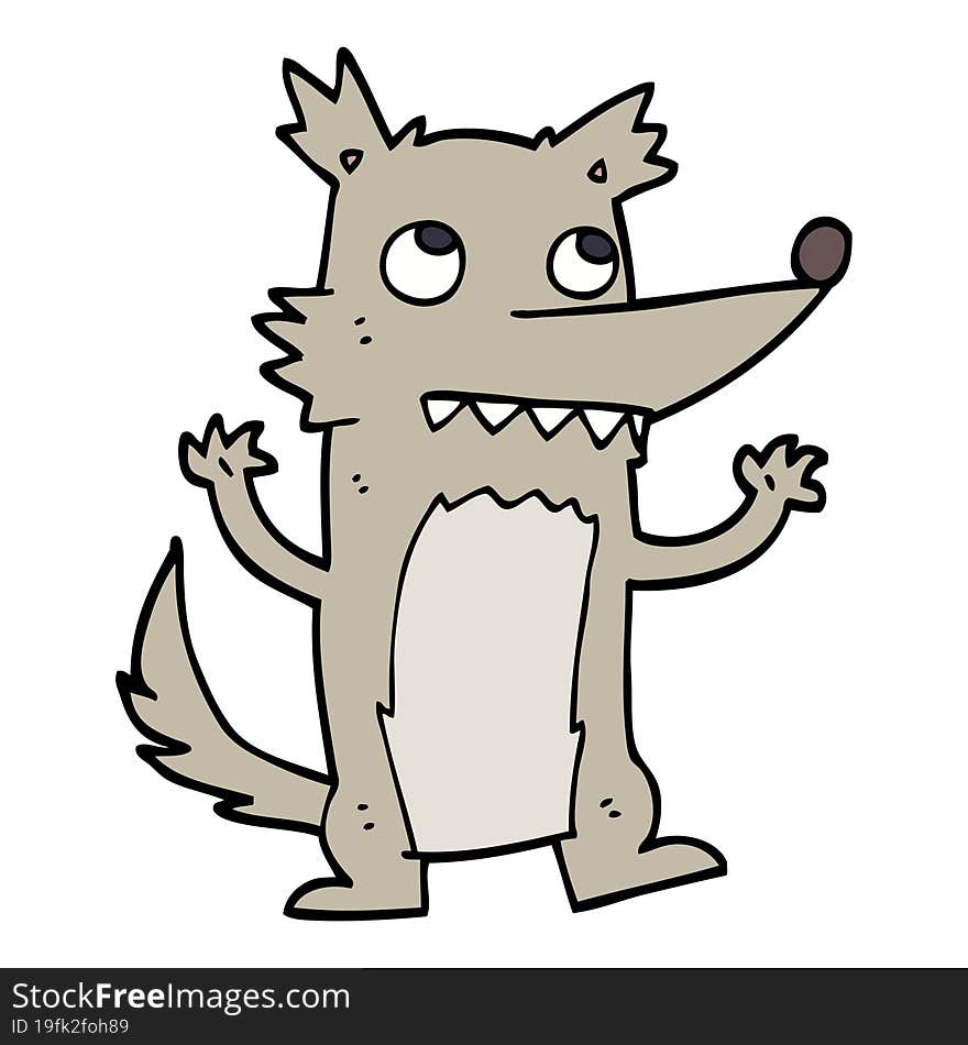 Hand Drawn Doodle Style Cartoon Wolf