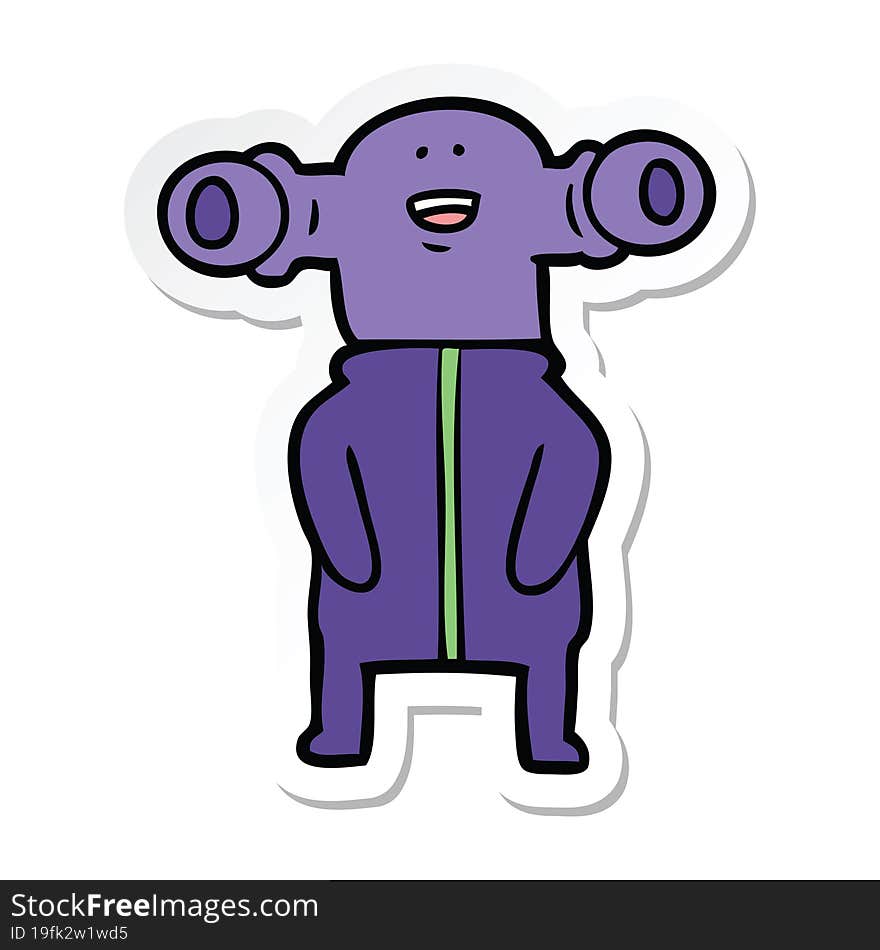 sticker of a friendly cartoon alien