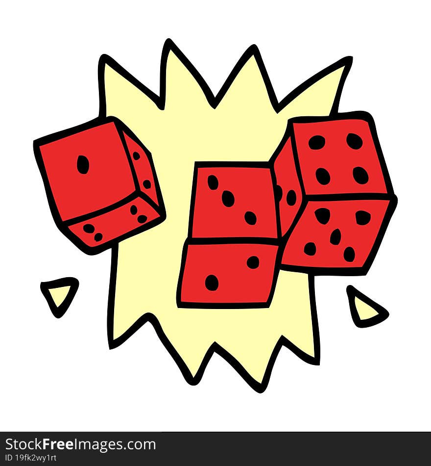 cartoon doodle rolling dice