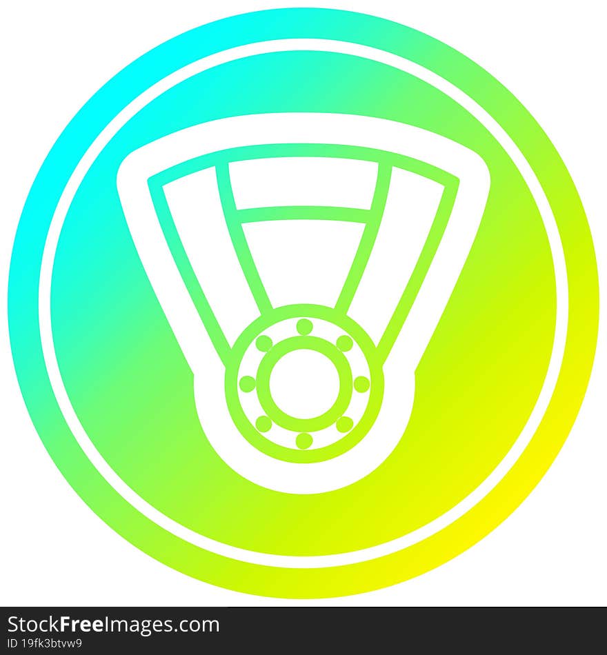 medal award circular in cold gradient spectrum