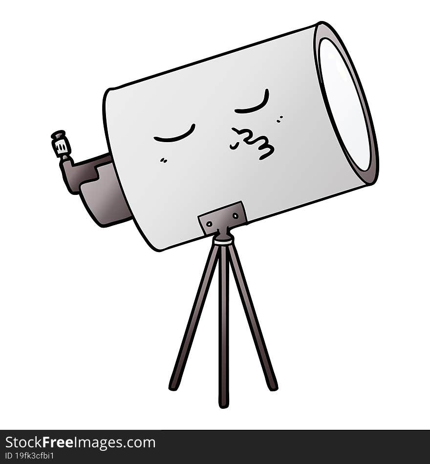 cartoon telescope with face. cartoon telescope with face