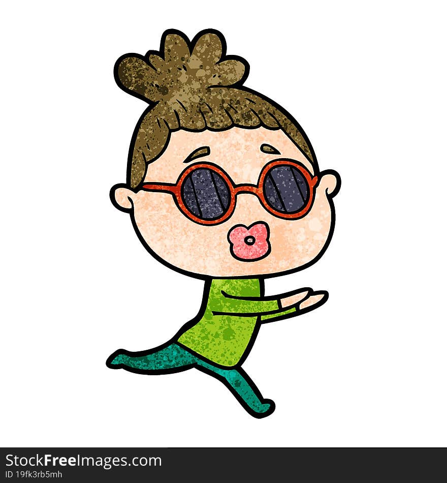 cartoon woman wearing sunglasses. cartoon woman wearing sunglasses