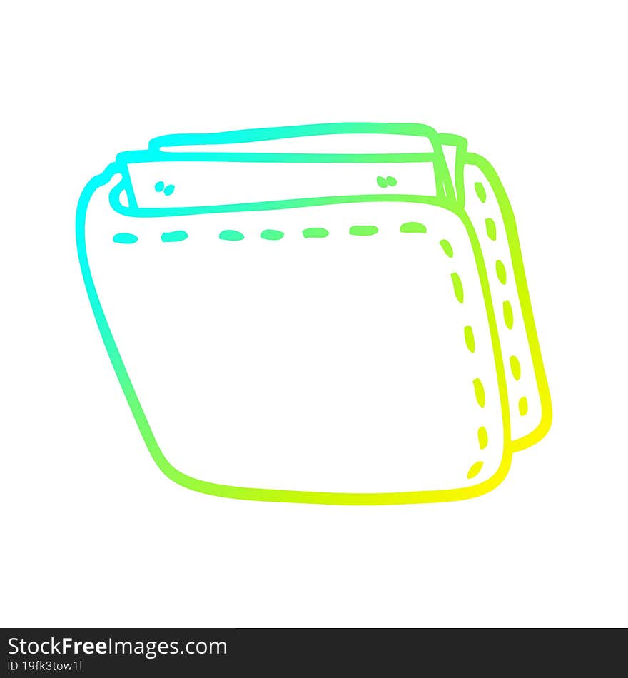 cold gradient line drawing of a cartoon old leather wallet