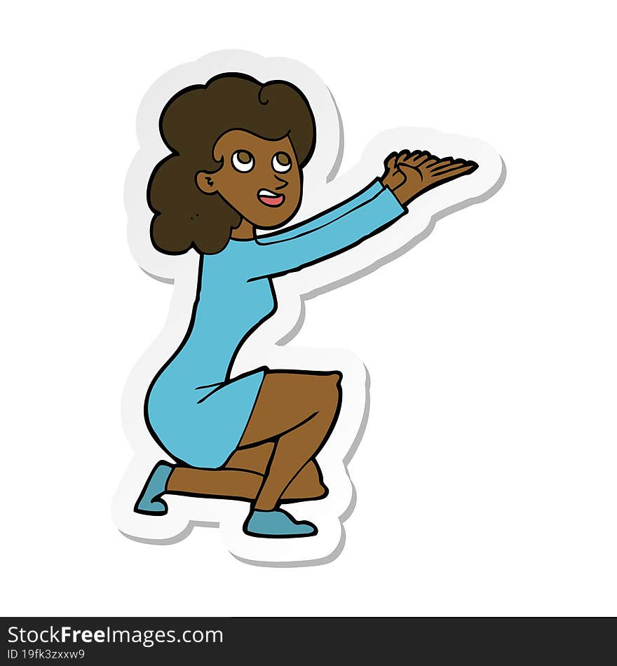 Sticker Of A Cartoon Woman Presentation Gesture