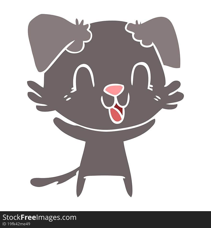 laughing flat color style cartoon dog