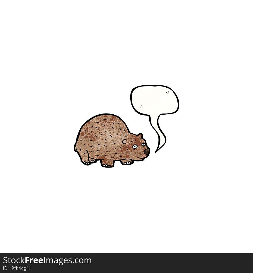 cartoon wombat with speech bubble