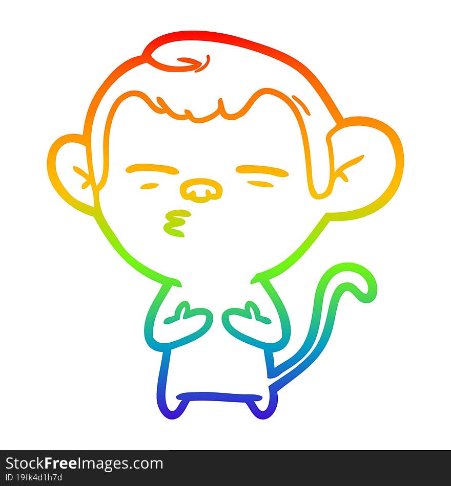 rainbow gradient line drawing cartoon suspicious monkey