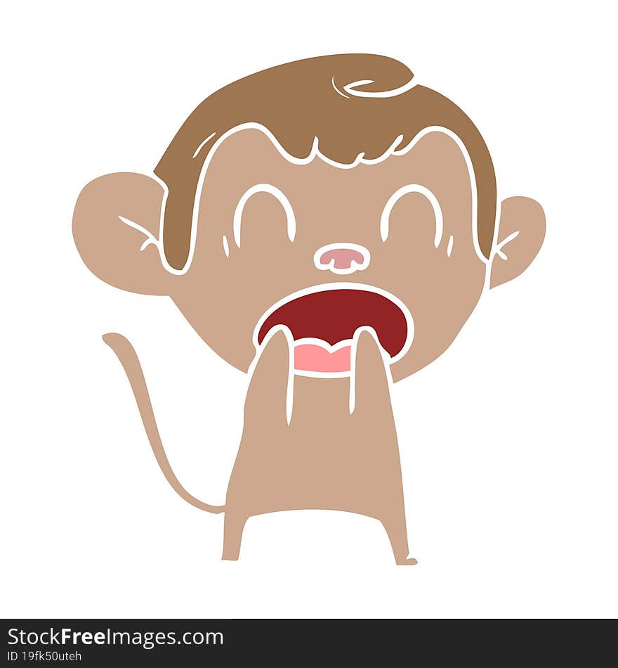 shouting flat color style cartoon monkey