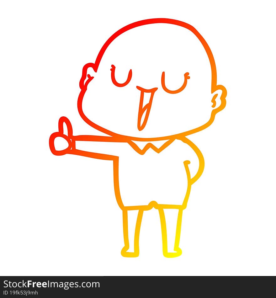 warm gradient line drawing happy cartoon bald man