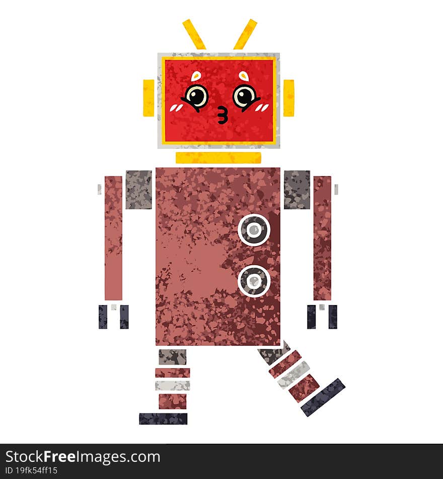 Retro Illustration Style Cartoon Robot