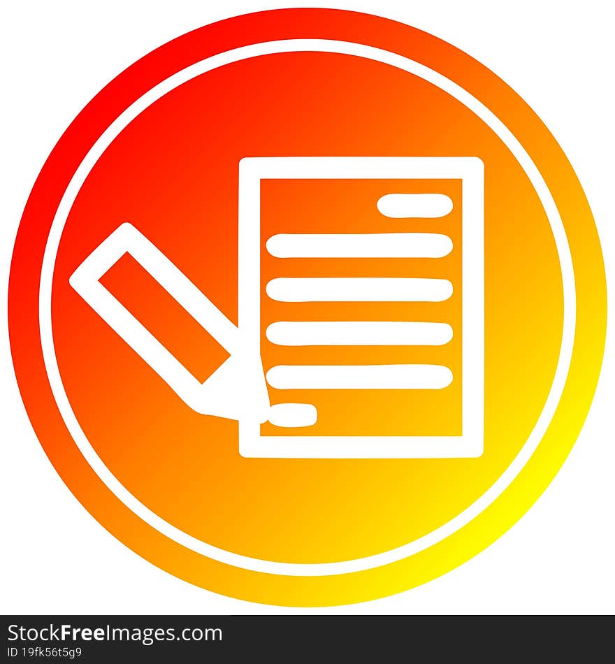 Document And Pencil Circular In Hot Gradient Spectrum