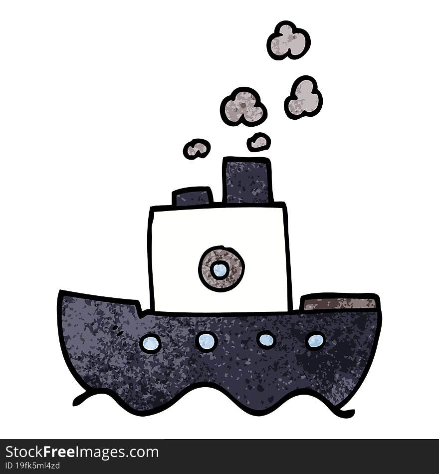 cartoon doodle steam boat