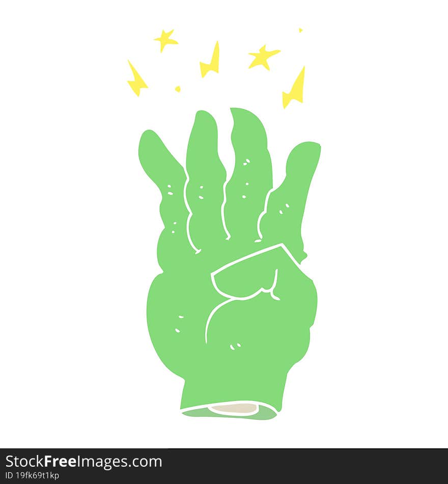 flat color style cartoon spooky magic hand