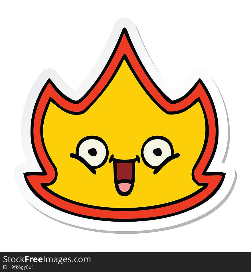 sticker of a cute cartoon happy fire