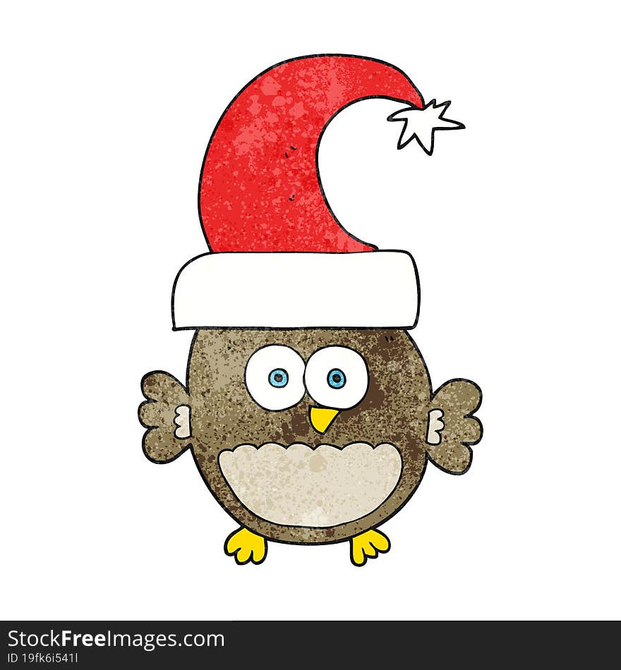 textured cartoon little christmas owl