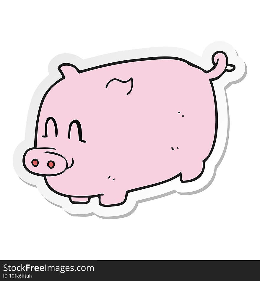 Sticker Of A Cartoon Pig