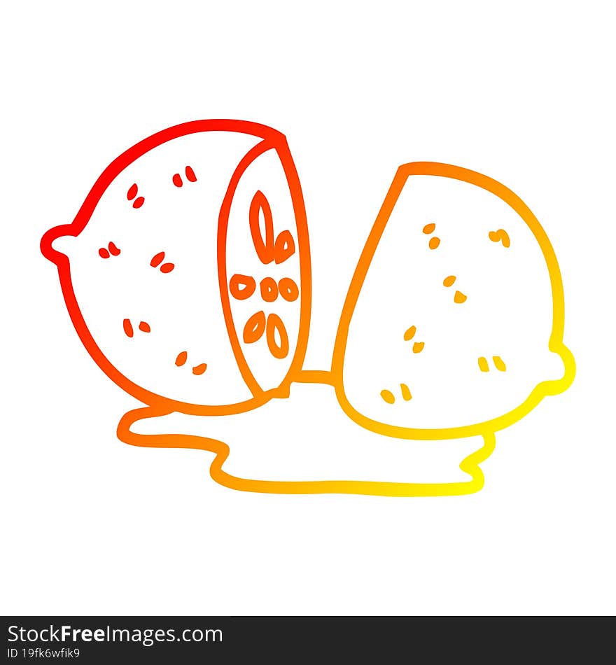 warm gradient line drawing cartoon sliced lemon