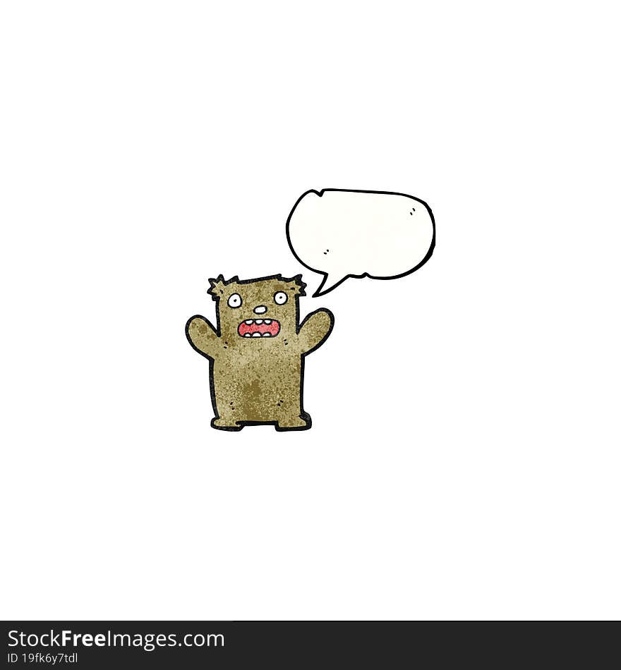 funny cartoon bear with speech bubble