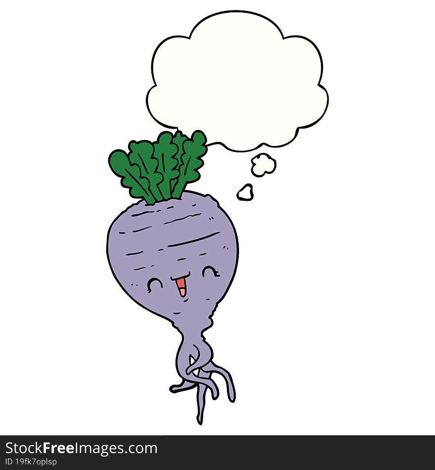 cartoon turnip with thought bubble. cartoon turnip with thought bubble