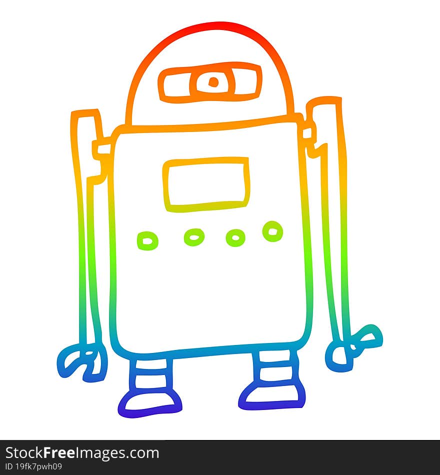 rainbow gradient line drawing cartoon robot