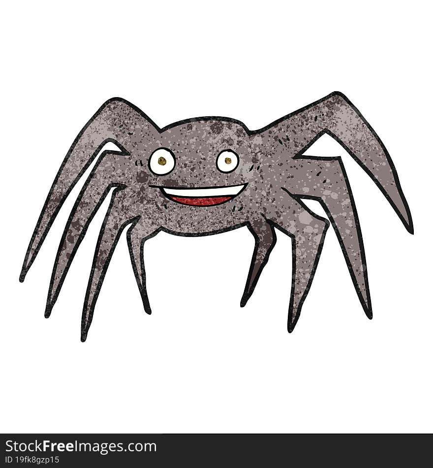 freehand textured cartoon happy spider