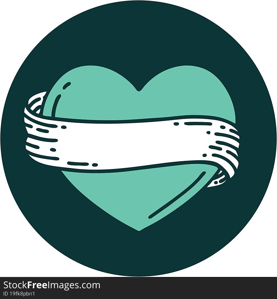 Tattoo Style Icon Of A Heart And Banner