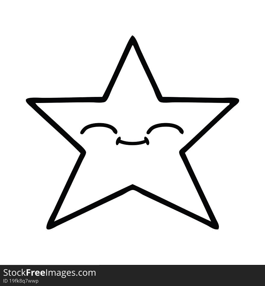 Line Drawing Cartoon Gold Star