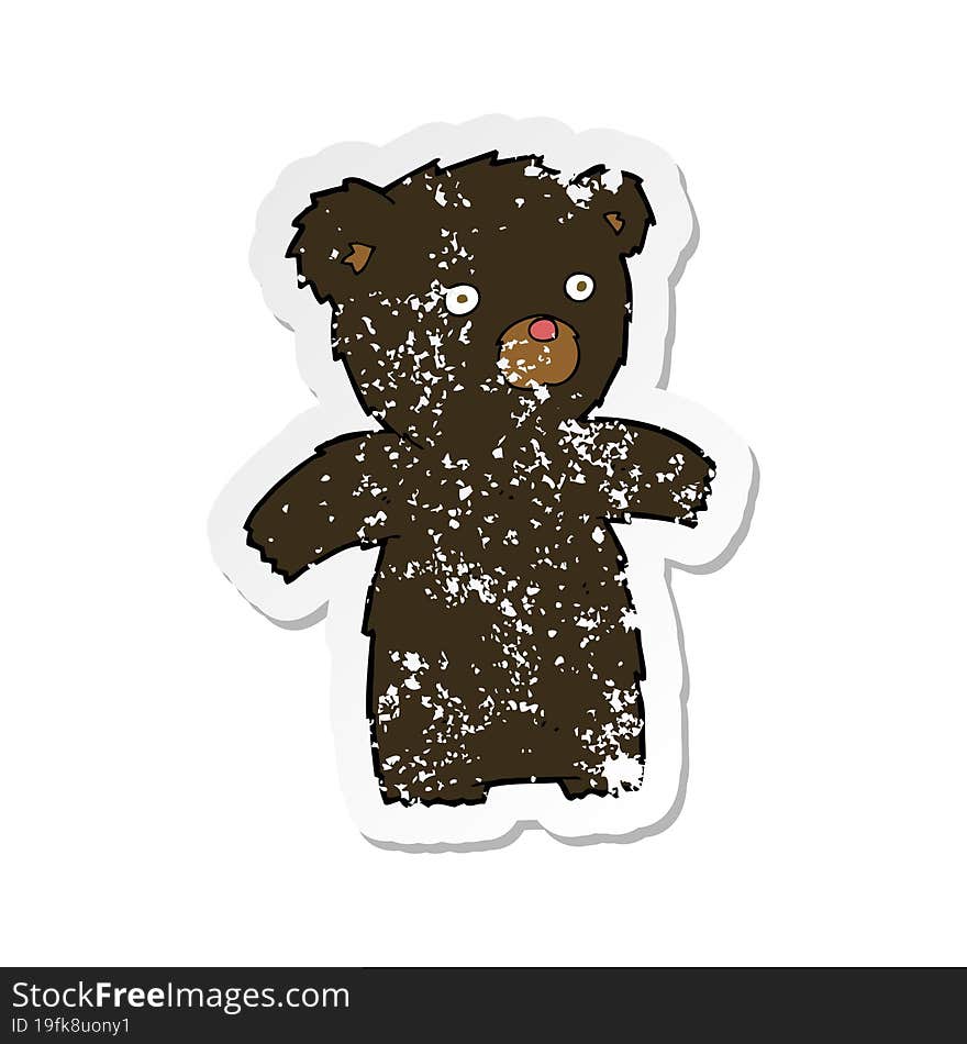 retro distressed sticker of a cartoon black bear