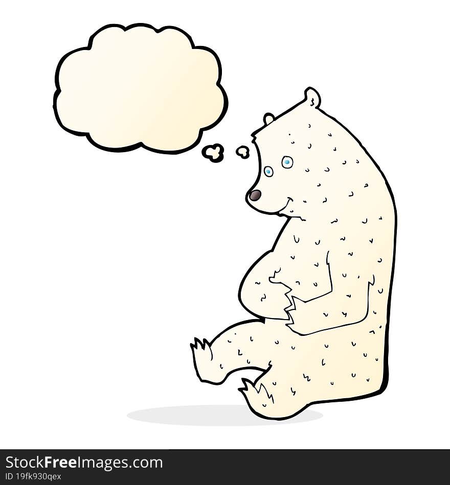 cartoon happy polar bear with thought bubble