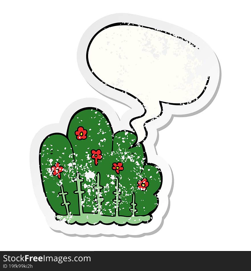 Cartoon Hedge And Speech Bubble Distressed Sticker