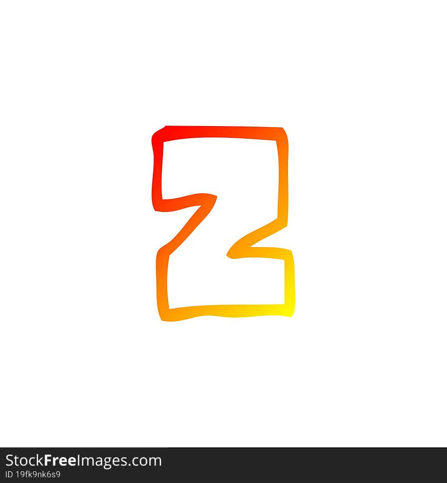 warm gradient line drawing of a cartoon letter z