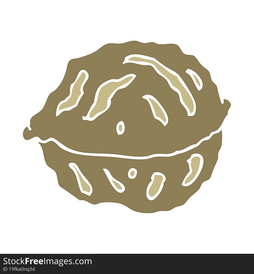 flat color illustration of walnut in shell. flat color illustration of walnut in shell