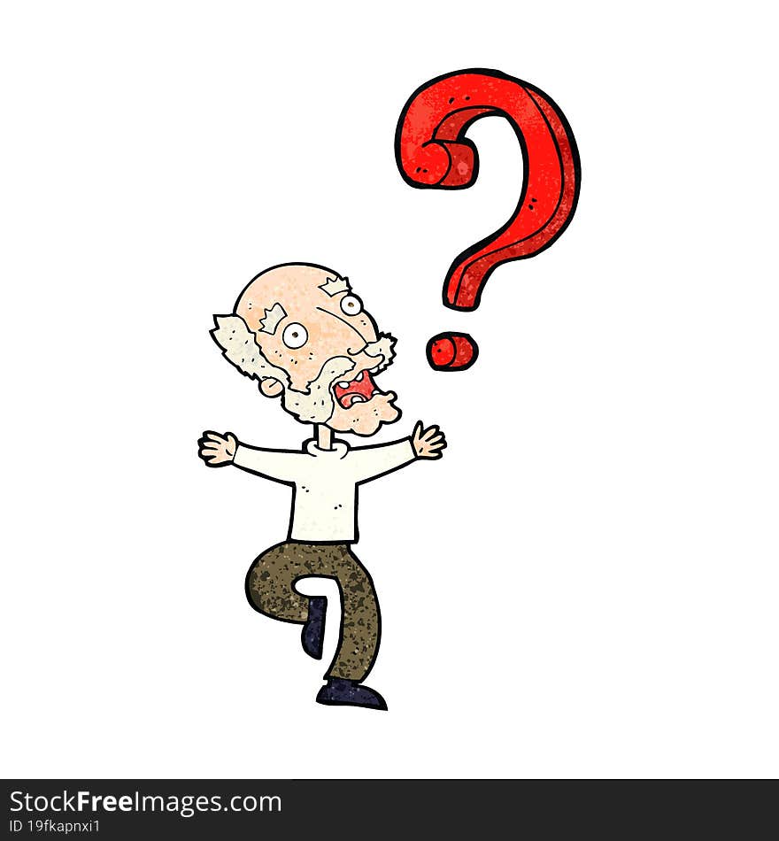 cartoon old man with question