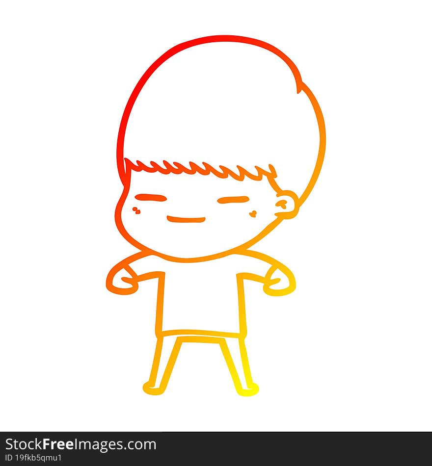 Warm Gradient Line Drawing Cartoon Smug Boy