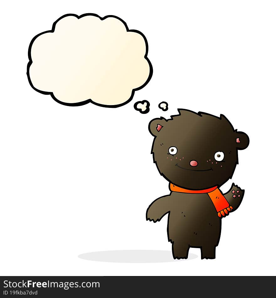 Cartoon Cute Black Bear With Thought Bubble