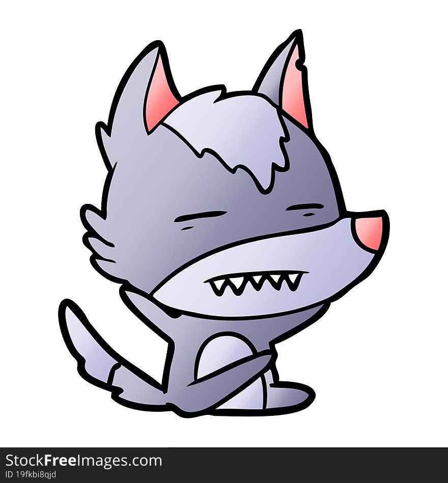 cartoon wolf showing teeth. cartoon wolf showing teeth