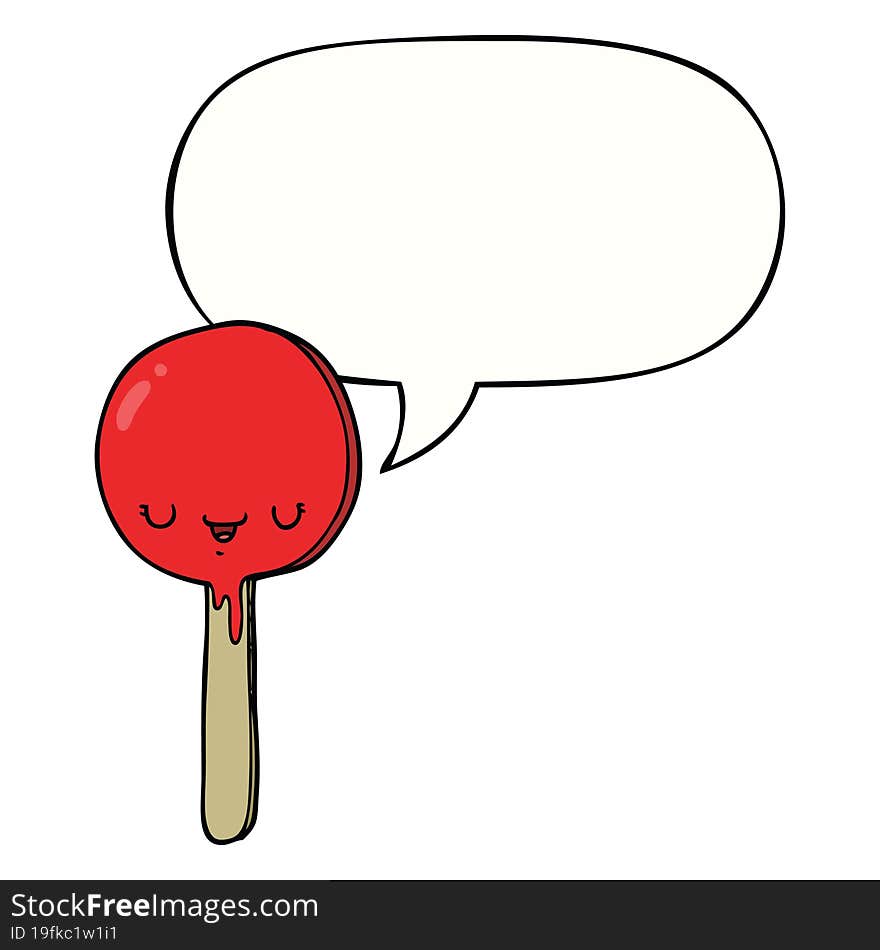 cartoon candy lollipop and speech bubble