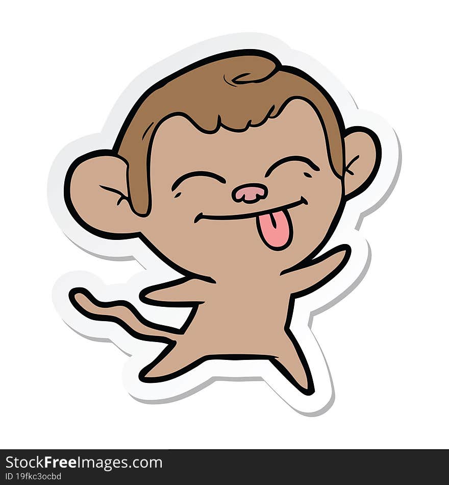 Sticker Of A Funny Cartoon Monkey