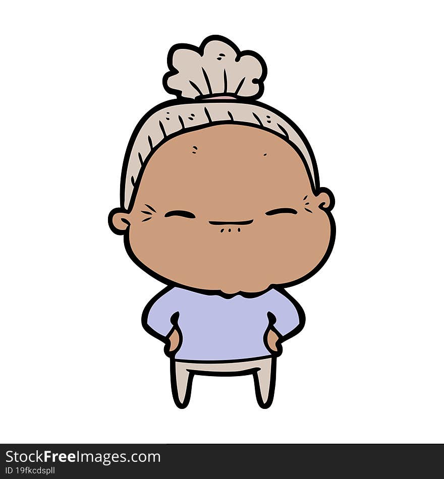 cartoon peaceful old woman. cartoon peaceful old woman