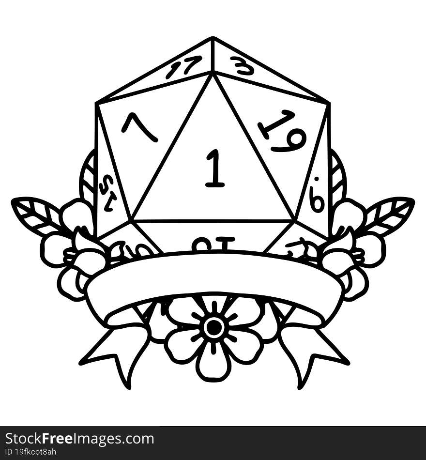 natural one d20 dice roll illustration