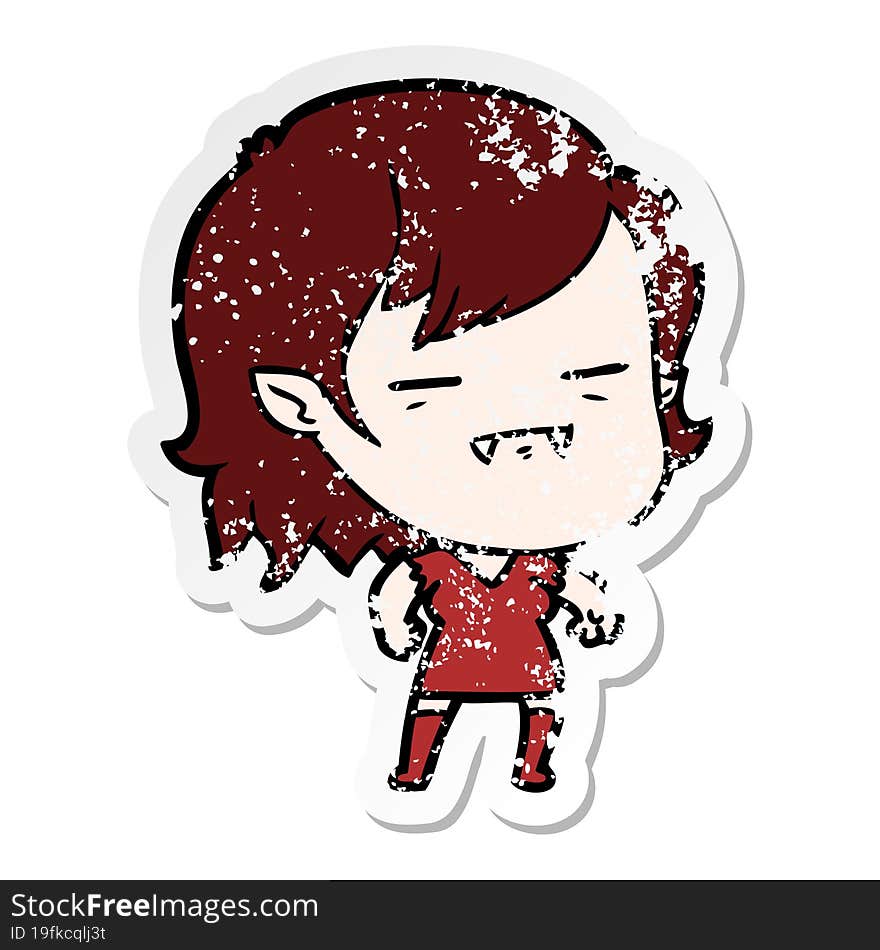 distressed sticker of a cartoon undead vampire girl