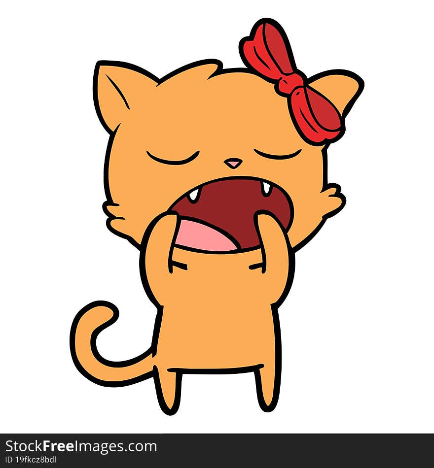 cartoon yawning cat. cartoon yawning cat