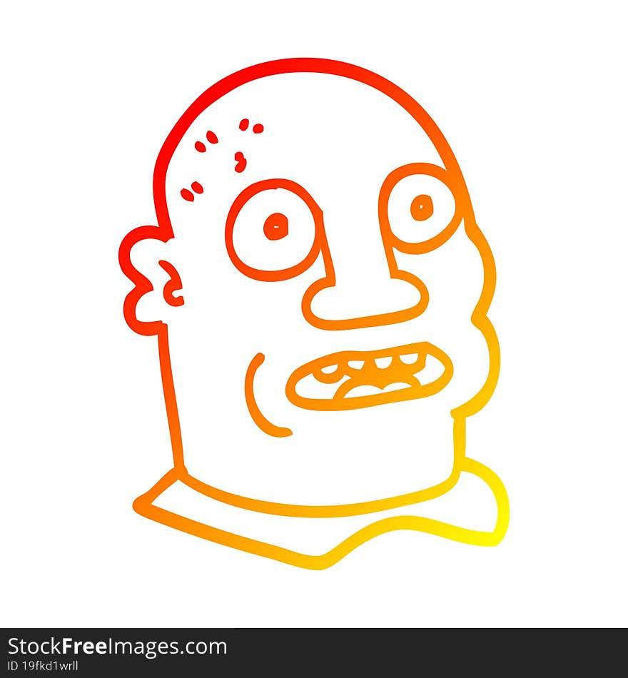 warm gradient line drawing of a cartoon mans head