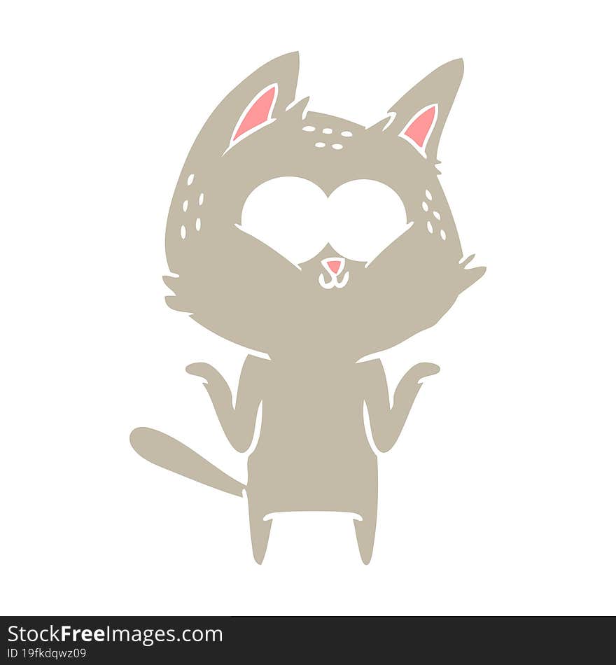 flat color style cartoon cat shrugging shoulders