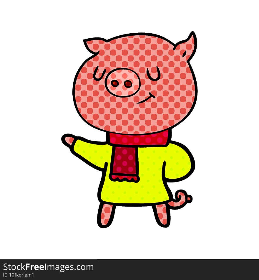 happy cartoon pig. happy cartoon pig