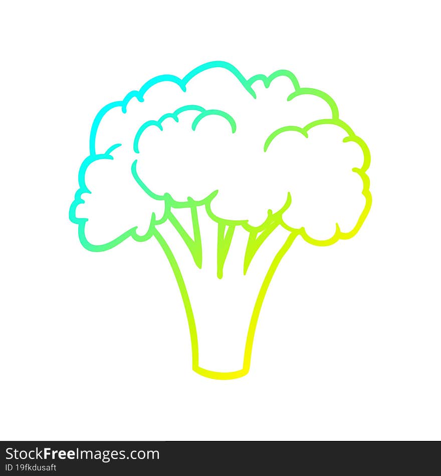 cold gradient line drawing Cartoon broccoli