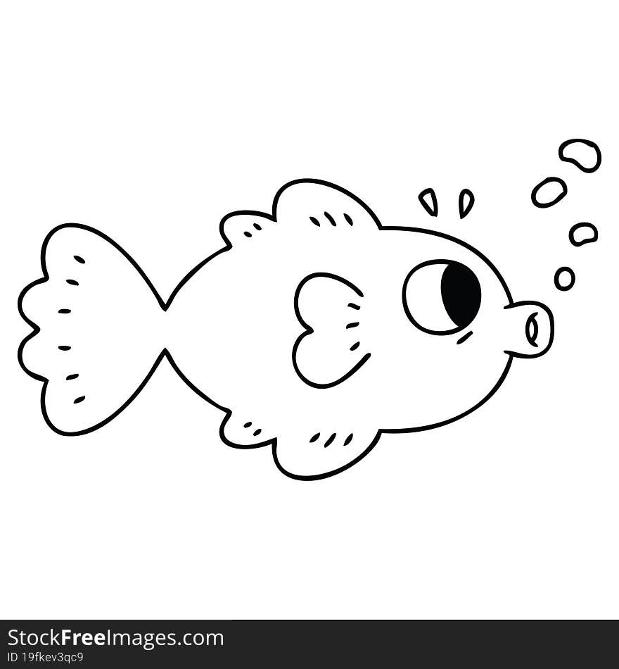 quirky line drawing cartoon fish