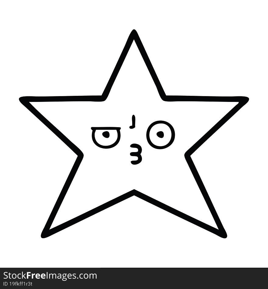 Line Drawing Cartoon Gold Star