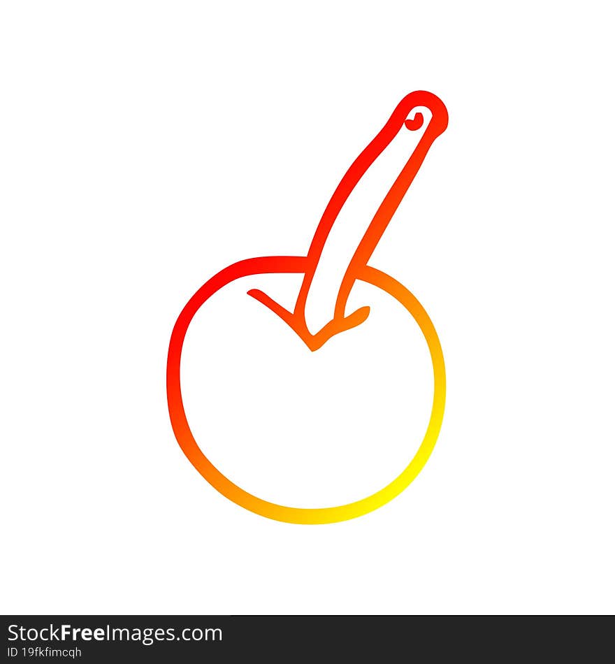 warm gradient line drawing of a cartoon cherry